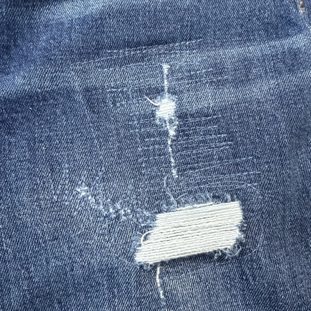 Point‎ Sur Jeans Womens 27 Blue High Rise Slim Boy Distressed Patched Raw Hem